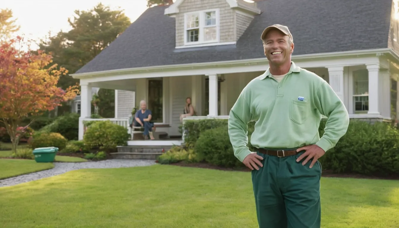 A friendly septic provider speaking with a homeowner in a yard near Philadelphia